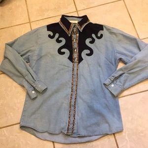 Womens designer Cache'  jean jacket size S